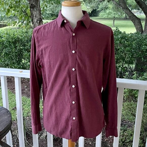 Stitch Note Egyptian Cotton Long Sleeve Shirt. Berry color. Size Large. - Picture 7 of 7